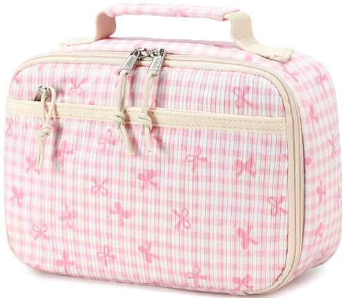LEDAOU Lunch Box Kids Insulated Lunch Bag Girls Toddler Reusable Lunchbox for School Picnic Hiking (Bowknot-Pink) - color: Bowknot-Pink