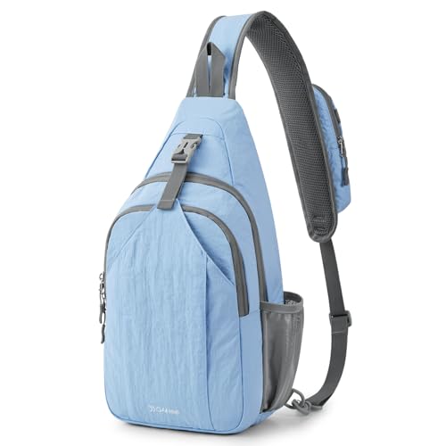 G4Free Sling Bag for Men and Women, RFID Blocking Crossbody Bag, Lightweight Sling Backpack for Travel, Hiking, Walking and Daily Use - color: Light Blue