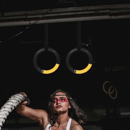 ULTECHNOVO Adjustable Pull Exercise Rings 1 Pair with 0.5m Large Round Rings and Straps for Indoor Fitness, Calisthenics, Strength Training, and Core Workout