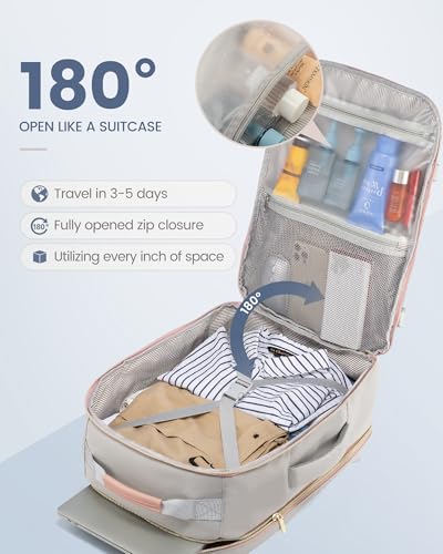 LOVEVOOK 50L Travel Backpack Flight Approved Carry on Backpack,3 Packing Cubes,Waterproof Personal Item Travel Bag,TSA Carry on Luggage Suitcase Travel Essentials,Gifts for Women & Men,fits 18" Laptop - color: Beige - Chestnut Brown, size: X-Large-50L-4Pc
