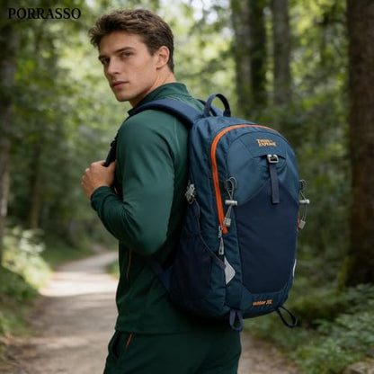 35L Hiking Backpack Waterproof Rucksack Large Lightweight Daypack with Reflective Strip Durable Nylon Backpack for Women Men Camping Climbing Travel Outdoor Sports Dark Blue - color: Dark Blue
