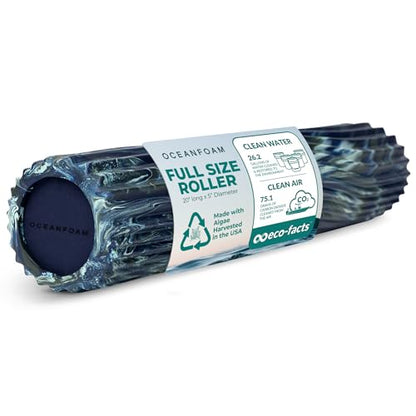 Oceanfoam Tidal Roller - Dark Navy, Hunter & Seafoam Marbled - Muscle Massage Foam Roller for Back Pain & Stretching - Firm & Ergonomic Wide Wave Textured - Yoga & Athletics - Full Size, 20" x 5" - color: Dark Navy, Hunter & Seafoam Marbled