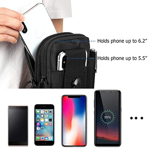 Belt Pouch, Tactical Molle Phone Pouch EDC Utility Pouches Waist Bag, Small Cell Phone Holster Gear Tool Gadget Pocket for Men - color: Black