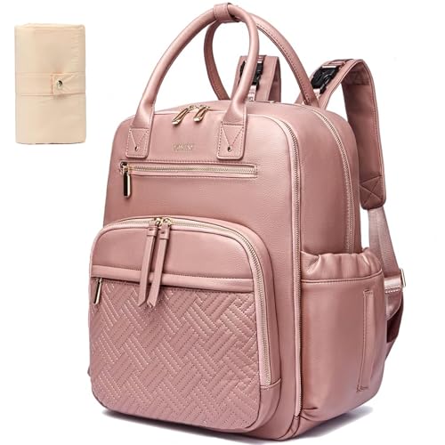 Leather Diaper Bag Backpack for Women with Multiple Pockets,Laptop Compartment and Changing Pad. - color: Purple