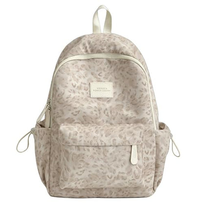 Fashion Cheetah Backpack Shoulder Bag, Trendy y2k Design Daypack Bookbag Leopard Print Coquette Purse Women Men Daily - color: Creamy