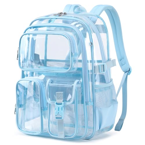 Clear Backpack for School, Heavy Duty Transparent Bookbag, See Through Backpacks for Stadium Event, Backpack for Boys, Kids Clear Bag for College Work Travel Sport Festival Security Check - color: Blue