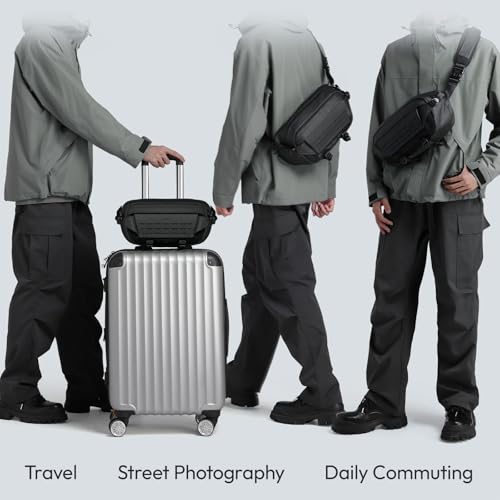 ULANZI Camera Sling Bag, Water-Resistant Camera Case with Tripod Holder, DSLR/SLR/Mirrorless Camera Bags Crossbody for photographers - Black 9L Capacity - size: Black 9L