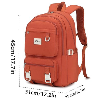 Laptop Backpack for Women College High Schoolbag Big Students Bookbags Large Heavy duty Multi pocket Travel Daypack Casual (Burnt orange) - color: Burnt Orange