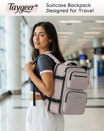 Taygeer TSA Approved Personal Item Bag 18 x 14 x 8 Inches, Travel Carry on Backpack for Women with Water Bottle Pocket and Shoe Pouch, Under Seat Bag for Airplanes Fits 15.6 Inch Laptop, Brown - color: Darkbrown