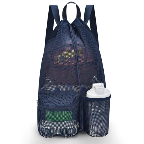 Mildbeer Large Drawstring Backpack for Men Women Athletic Gym Sports Workout Beach Swimming Commuting Travel - color: Navy, style: L: 21"x12.5"x5.5"