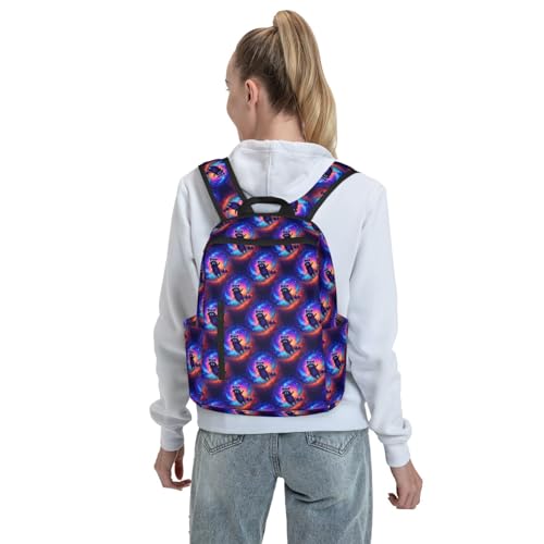 Anti Scratch Polyester Backpack Galaxy Raccoon Print, Smooth Surface Multipurpose Travel Pack for All Weather Daily Use Unisex - color: Picture (224)