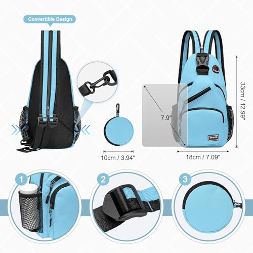 Convertible Sling Bag with Coin Pocket, 7.9" Tablet Crossbody Mini Backpack with Headphone Jack Casual Pack for Women Men Travel, Blue - color: Blue, size: Small