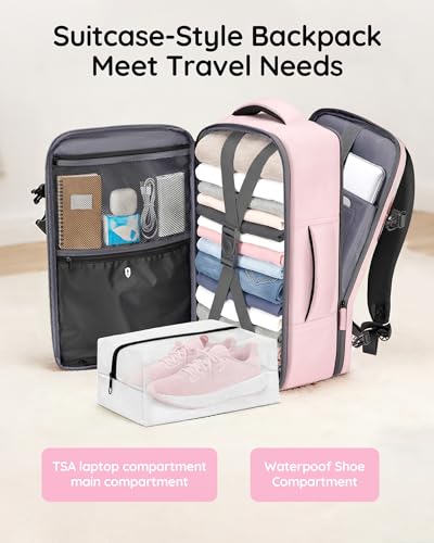 Taygeer 18 x 14 x 8 Inches Personal Item Bag, Travel Personal Item Bag with Water Bottle Pocket & Shoe Pouch, TSA Approved Under Seat Carry on Backpack Fits 15.6 inch Laptop for Women Airplanes, Pink - color: Amourpink