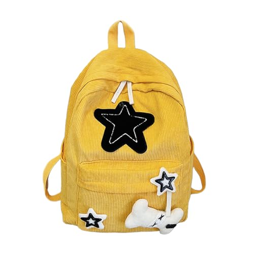 Y2K Star Backpack for Girls Cute Aesthetic College Laptop Backpack Large Capacity Bookbag Daypack for Teens (Yellow) - color: Yellow