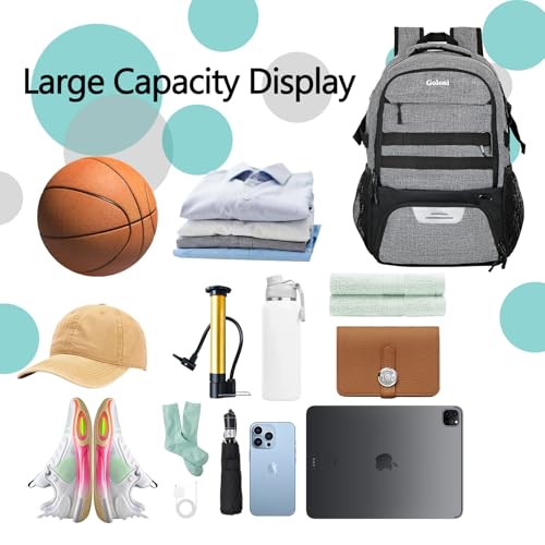 Soccer Backpack for Men and Women,Sports Bag with Ball Compartment,Gym Backpack with Shoe Compartment - color: Grey