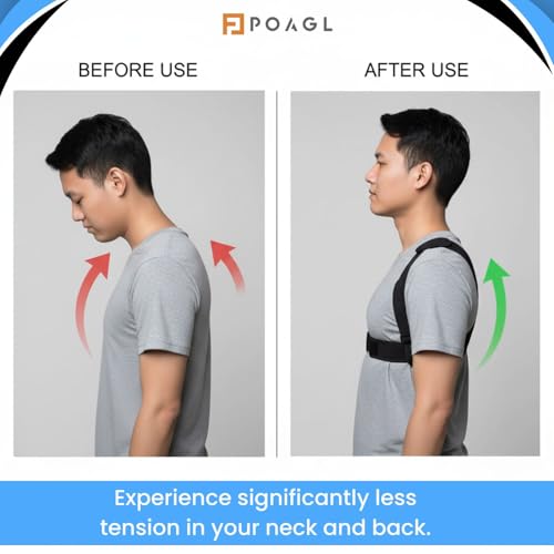 Adjustable Posture Corrector Brace for Men Universal Fit Upper Back, Shoulder & Clavicle Support, Helps Improve Posture & Relieve Neck, Shoulder & Back Pain (Patented Design)