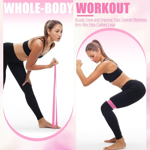 Deekin Resistance Bands Resistance Loop Exercise Bands Exercise Equipment Elastic Ring for Women and Men Home Fitness, Gym, Yoga - color: Pink, size: 25 Lbs