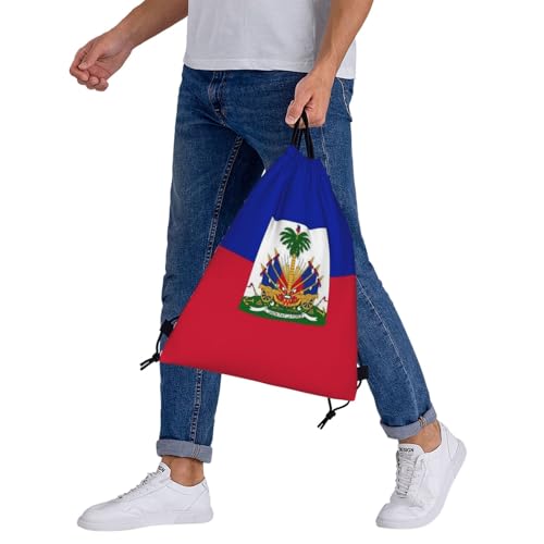 Haiti Flag Drawstring Bag Sport Gym Backpack Beach Travel Sack Draw String Yoga Bag For Men Women - color: Haiti Flag