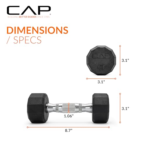 CAP Barbell Coated Hex Dumbbell Weight - Single | 10-120 lbs | Multiple Options - size: 5 lb, style: 12-Sided - Chrome Handle