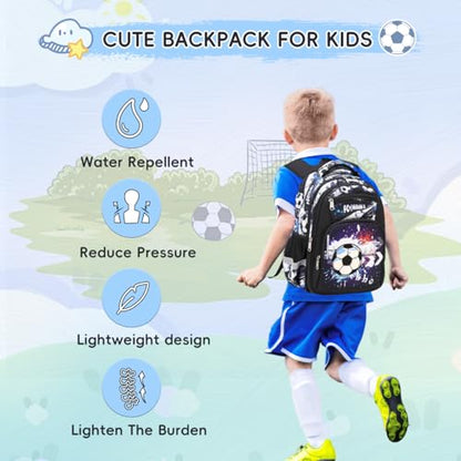 Cusangel Backpack for Boys Girls School Bookbags,Kindergarten Elementary Middle School Lightweight Waterproof Multifunctional Large Capacity for Backpack (16 inch Soccer Fun Prints) - color: Black Soccer 16in