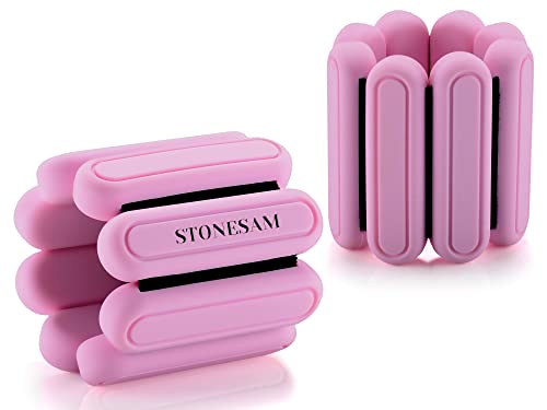 STONESAM Adjustable Wrist & Ankle Weight-Set of 2 (1lb), Wearable Wrist Bracelets for Yoga, Dance, Barre, Pilates, Exercises, Cardio, Aerobics, Walking - color: Pink