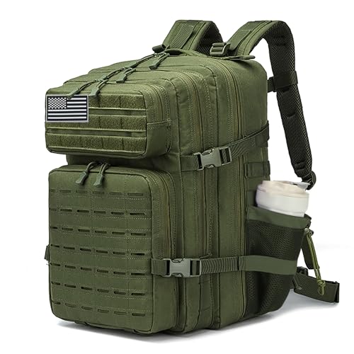 Military Tactical Backpack 45L/25L 3 Day Assault Pack Molle Daypack Hiking Backpack for Men and Women - color: Armygreen-2, size: 45L