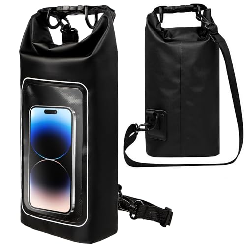 Waterproof Dry Bag, 2L Roll Top Waterproof Pool Bag IPX8 with Crossbody Strap, Phone Pouch Water Protector for Cruise Camp Swim Beach Fish Travel Essentials, Boat & Kayak Accessories (Black) - color: Black dry bag 2L
