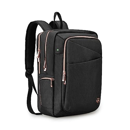 Swissdigital Design Business Laptop Backpack For Women,With USB Charging Port Computer Work Backpack,Fits 15.6 Inch Laptop Compact Travel Casual Backpack,Black | SD1006-01 - color: Black