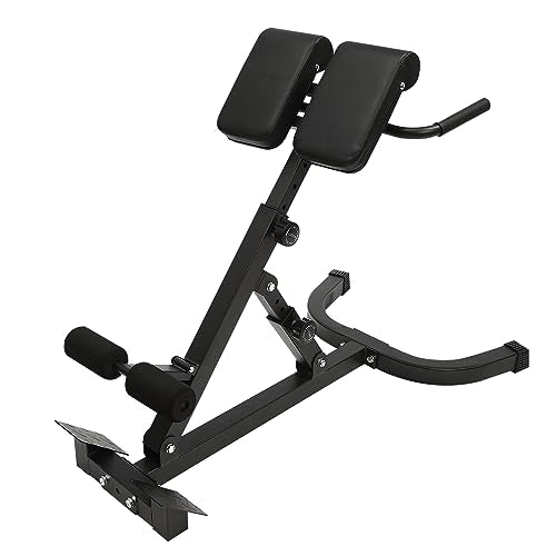 Roman Chair Back Extension Weight Bench Ab Machine Foldable Angle Height Adjustable Sit up Exercise Multi-Functional Workout Home Gym Exercise Equipment Inversion Table for Fitness - color: Black Adjustable