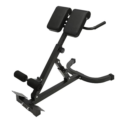 Roman Chair Back Extension Weight Bench Ab Machine Foldable Angle Height Adjustable Sit up Exercise Multi-Functional Workout Home Gym Exercise Equipment Inversion Table for Fitness - color: Black Adjustable