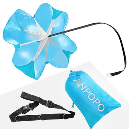 Bfsmile Running Speed Training 56" Parachute with Adjustable Strap, Free Carry Bag. Speed Chute Resistance Running Parachute for Kids Youth and Adults - color: Blue