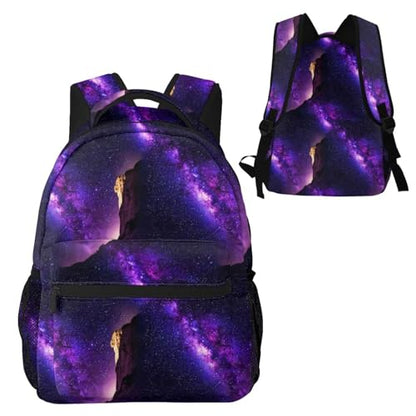 Outdoor Hiking Backpack Purple Space Galaxy Shimmering, Water Resistant Daypack with Side Mesh Pockets for Camping, Beach and Sports - color: Pattern (266)