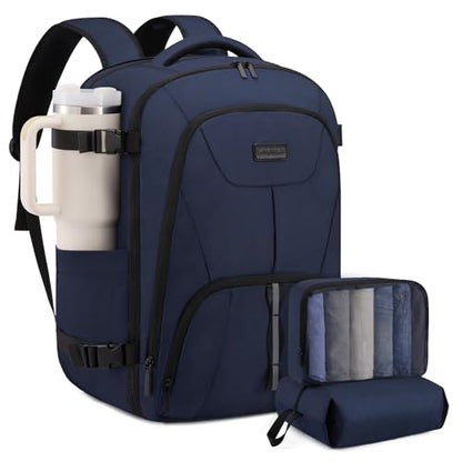 LOVEVOOK Travel Carry on Backpack for Men Women,Expandable 40L Extra Large Travel Laptop Backpack,Water Resistant Durable TSA Airline Approved Business College Carry on Bag Fit 17 Inch Computer,3 Pcs - color: Navy Blue-3pcs, size: 40L-3Pcs