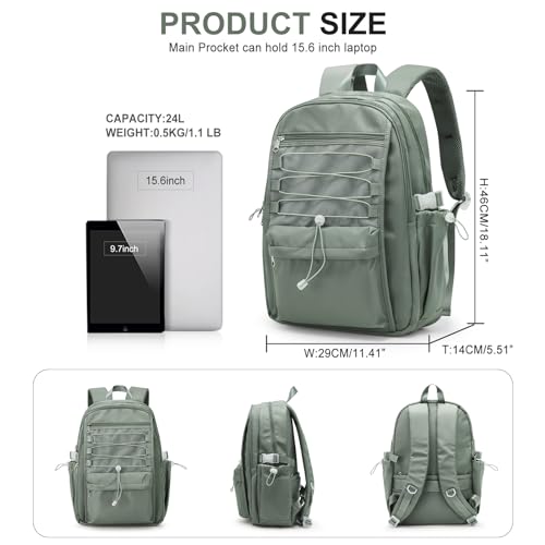 Backpacks For College Students Women,Aesthetic Bookbag,Casual Dayback Small Travel Backpacks,Waterproof Middle School Backpack For Teens Girls Boys(Green) - color: C3-green