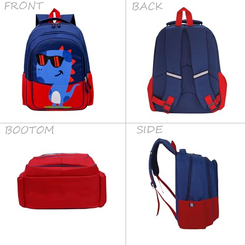 15 inch Primary School Kindergarten Schoolbag Leisure Cool Cute Cartoon Travel Backpack For Boys Girls Ages 6-10 Use - color: Dinosaur Red, size: Large