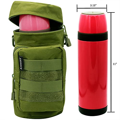 Molle Water Bottle Holder, Tactical Water Bottle Pouches for Backpack with D-Ring Hook - color: Army Green