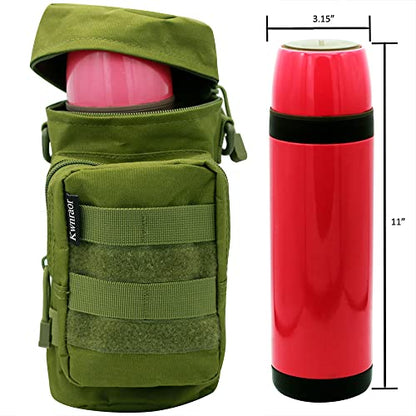 Molle Water Bottle Holder, Tactical Water Bottle Pouches for Backpack with D-Ring Hook - color: Army Green