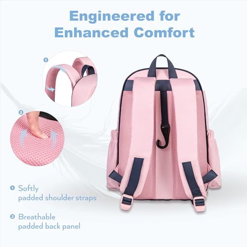 KAVIGOR Pickleball Bag, Quilted Pickleball Backpack with Shoe Compartment & Waterproof Pocket, Pickle Ball Paddle Bag Fits 2 to 4 Paddles for Women and Men - color: Pink