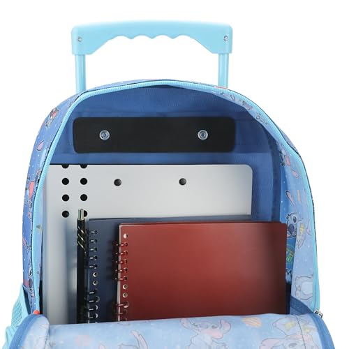 Disney's Stitch 16" Rolling Travel Backpack With Wheels And A Keychain - color: Disney’s Stitch Rolling Blue