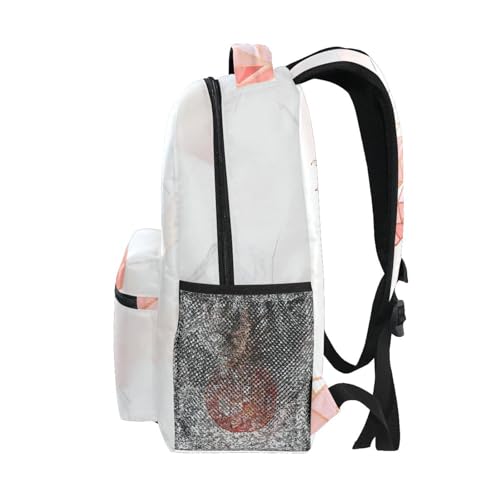 ALAZA Rose Gold Pineapple Pink Marble Backpack Purse for Teen Girls Women Kids Bookbags Laptop School Bag with Multiple Pockets - color: Pineapple