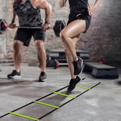 GHB Pro Agility Ladder Agility Training Ladder Speed 12 Rung 20ft with Carrying Bag - color: Green
