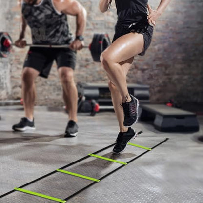 GHB Pro Agility Ladder Agility Training Ladder Speed 12 Rung 20ft with Carrying Bag - color: Green