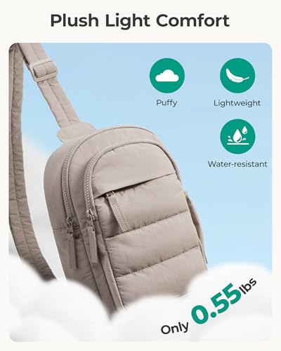 BAGSMART Small Sling Bag for Women, Puffer Crossbody Bag Purses Hobo Handbag Fanny Packs for Travel Hiking - color: Black