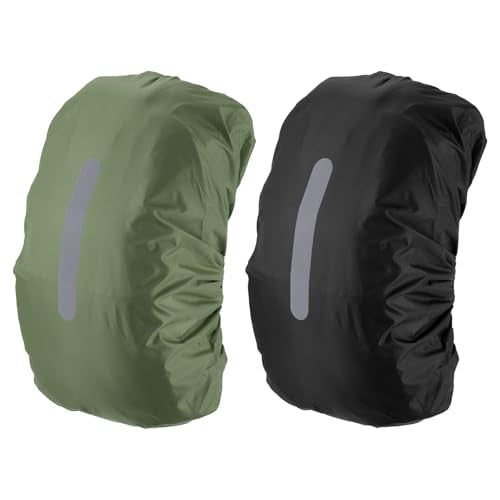 PATIKIL Waterproof Backpack Rain Cover, Non-Slip Backpack Cover with Vertical Reflective Strap Stay Dry - color: Black/Army Green, size: XL(65-75L)