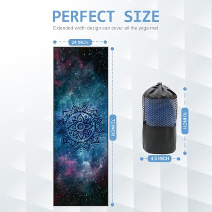 Eunzel Hot Yoga Towel, Non Slip Yoga Mat Towel Sweat Absorbent Printed Yoga Towel with Grip Dots for Hot Yoga, Pilates and Workout 72"x 24", Galaxy - color: Galaxy