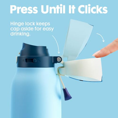 Meoky 24 oz Travel Water Bottle Insulated: Leak Proof Locking Lid, 2-in-1 Straw and Spout, 24 Hours Cold, Top Handle, Fits in Car Cup Holder, Stainless Steel Slim Water Bottle for Hiking, Cove - color: Cove