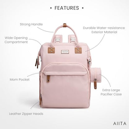 Diaper Bag Backpack, Multifunction Diaper Bag with Changing Pad, Baby Diaper Bags for Boys Girls, Stylish Large Capacity Travel Backpack for Moms Dads, Baby Shower Gifts,Unisex – Pink - color: Light Pink
