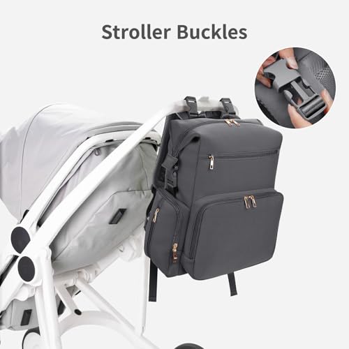 CEI-CEI Neoprene Diaper Bag Backpack Large Newborn Baby Maternity Bags Waterproof Travel Backpack for Mom Dad with Insulated Pockets,Changing Pad - color: Grey