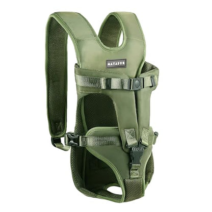 MAYASUR Pet Front Dog Carrier Backpacks, Adjustable Dog Backpack Carrier, Legs Out Easy-fit Dog Chest Carrier for Small to X Large Dogs, Dog Front Carrier for Hiking, Cycling (Army Green, Large)