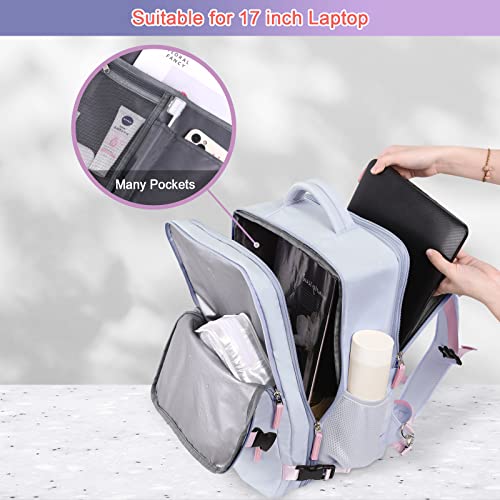 Sinaliy Carry on Backpack, Waterproof 17 Inch Laptop Backpack for Women, Flight Approved Backpack for Travel, College, Work - color: Purple